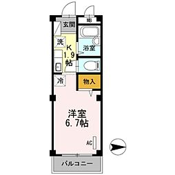 ラフィネ池之端 1階1Kの間取り