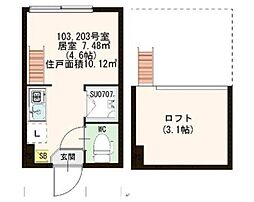 プレジール新江古田 ワンルームの間取図画像