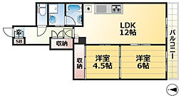 藤和シティホームズ神戸花隈 2階2LDKの間取り