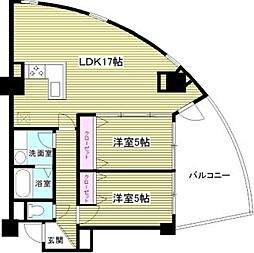 クリスタルタワー 2LDKの間取図画像