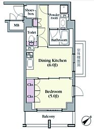 プラチナコート中目黒 1DKの間取図画像