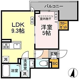 セレスティア大島 3階1LDKの間取り