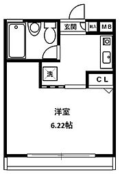 リバーサイド東海 2階1Kの間取り