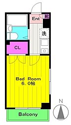 タウンハイツ稲田堤 1階1Kの間取り