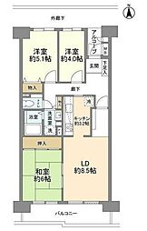 メトロハイツ東陽 12階3LDKの間取り