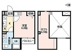 Joelle新今里 1Kの間取図画像