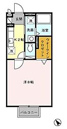 グリーンハウスB 1Kの間取図画像