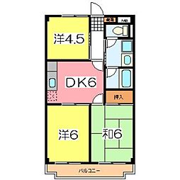 ハピネスいづみ 2階3DKの間取り