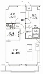 コスモリード学芸大学 1階2LDKの間取り