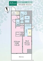 SUNBRIGHT OGIKUBO 7階1LDKの間取り