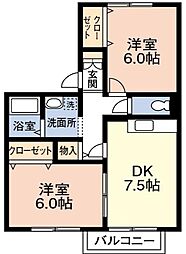 メゾンプレミール2 2DKの間取図画像