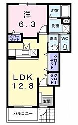 シードパレス 1階1LDKの間取り