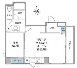 ＡＸＩＳ銀座東 2階1LDKの間取り