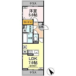 京王相模原線 京王堀之内駅 徒歩13分の賃貸アパート 1階1LDKの間取り