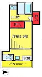 ラルーチェ十条 2階1Kの間取り