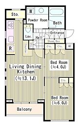 エル・セレーノ南麻布 2階2LDKの間取り