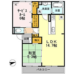 シャンテ春日 1SLDKの間取図画像