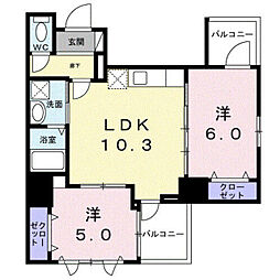 ザ・グラン キース 2LDKの間取図画像