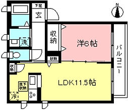 インペリアルWest 1LDKの間取図画像