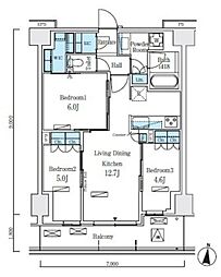 ロイヤルパークス赤羽ノース 4階3LDKの間取り