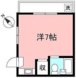 メゾン中原 2階ワンルームの間取り