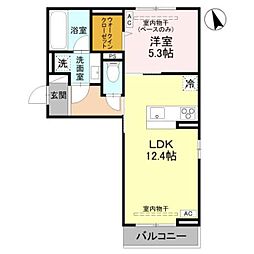 (仮称)D-ROOM福住 A棟 1LDKの間取図画像