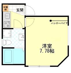 ノーブル四ツ木 2階1Kの間取り
