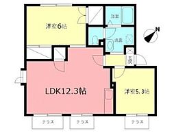 メイプルハイツ 2LDKの間取図画像