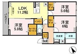 ベリタス相模原 3階3LDKの間取り