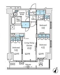 ロイヤルパークス赤羽ノース 3階3LDKの間取り