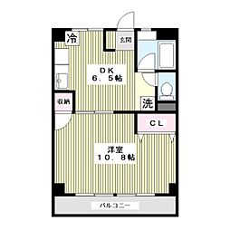 サンハイム高島 2階1DKの間取り