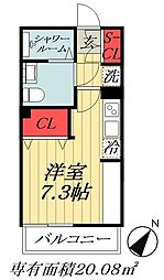 市川市香取2丁目マンション ワンルームの間取図画像