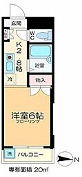 クレセント北山 ワンルームの間取図画像