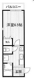 パーク バレンシア 2階1Kの間取り