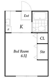 第7タムラハイツ 1Kの間取図画像