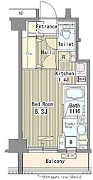 メルヴェーユ馬込 4階1Kの間取り