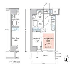 アーバネックス西新宿2 8階1DKの間取り