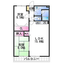 メゾンクシモト 2LDKの間取図画像