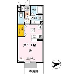 JR紀勢本線 宮前駅 徒歩25分の賃貸アパート 1階ワンルームの間取り