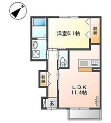 e-フォレスト 1LDKの間取図画像