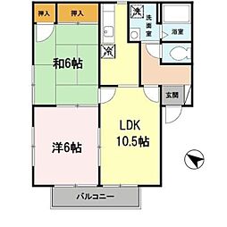 ル・レーヴ 2階2LDKの間取り
