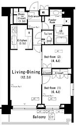 ParkAxis辰巳STAGE 2LDKの間取図画像