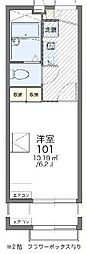 レオパレスメゾンドソレイユ2 1Kの間取図画像