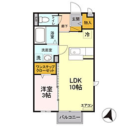 ハイツハピネス 1LDKの間取図画像