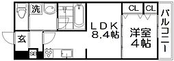 Gracias Court樟葉North 1LDKの間取図画像