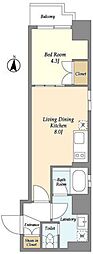 SEASONFLATS菊川WEST 1LDKの間取図画像