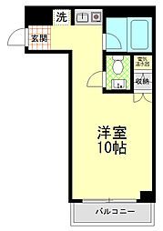 ライオンズマンション台町第2 6階ワンルームの間取り