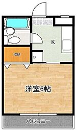 セイワハイム 2階1Kの間取り