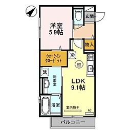 アン・ルクール 1LDKの間取図画像