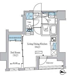 アーバネックス文京千駄木 1LDKの間取図画像